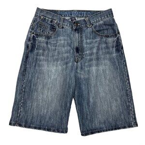 Vtg Y2K Ecko Unlimited Baggy Denim Jean Shorts 32 Hip Hop Jorts Skater Grunge